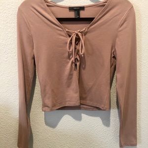 Light Brown Crop Top long Sleeve Forever 21